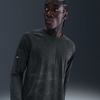 Nike Mens Stride Dri-FIT ADV Long-Sleeve Running Top with Reflective Accents in Black | IM7836-045