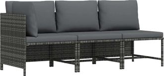 vidaXL Vidaxl - Set De Muebles De Jard&iacute;n 3 Pzas Y Cojines Rat&aacute;n Sint&eacute;tico Gris