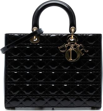 Dior 2014 Large Patent Cannage Lady Dior satchel - Zwart