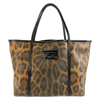 Dolce & Gabbana Black Brown Patent Leather Pvc Shoulder Bag Tote Bag (Pre-Owned)