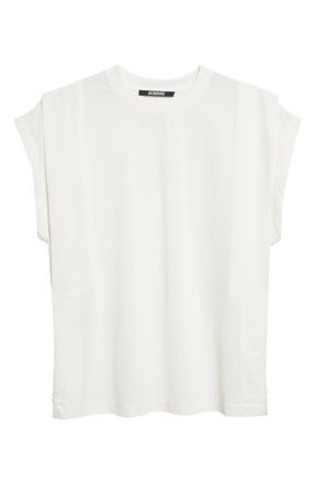 Jacquemus The Ventadou Cap Sleeve T-Shirt in White at Nordstrom, Size Xx-Small