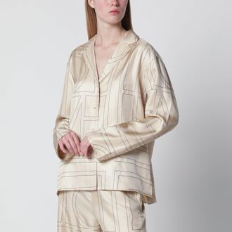 Toteme Ivory silk shirt with monogram
