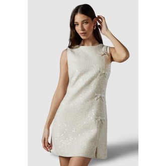 Coast Sequin Boucle Shift Dress in Ivory at Nordstrom, Size 10