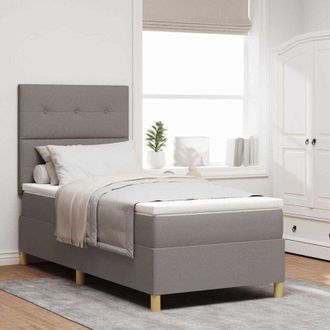 vidaXL Cama Tipo Box Spring Con Cabecera Taup&eacute; 100 X 200 Cm Tela Vidaxl
