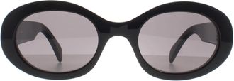 Celine Celine Oval Womens Shiny Black Smoke Grey Triomphe CL40194U - One Size