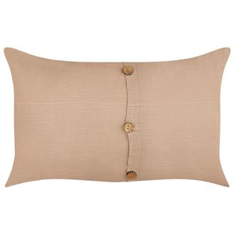 Beliani Beliani - Conjunto De 2 Cojines De Algod&oacute;n Blanco Fundas Extra&iacute;bles Con Botones Decorativos 30 X 50 Cm Beige Banori