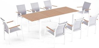 Concept Usine Conjunto de aluminio blanco y madera de 8 plazas