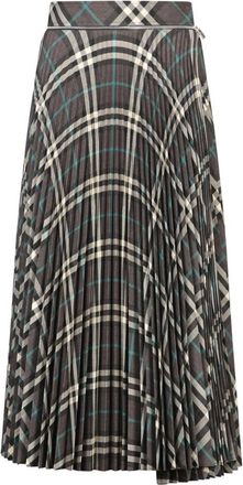 Burberry Check Geplooide Rok - Dames - Midirokken - Veelkleurig - 3XS - Wol - Rokken