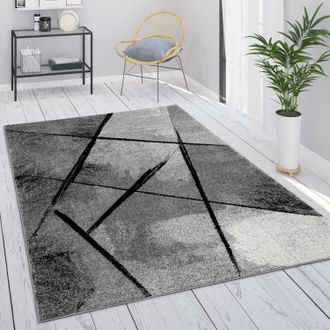 Paco Home Paco Home - Alfombra Sal&oacute;n Gris Vintage Pelo Corto Motivo Geom&eacute;trico Abstracto 240x340 Cm, Gris 2