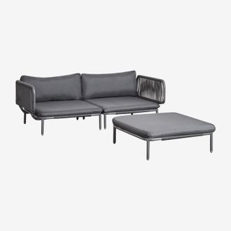Sklum Sklum - Sof&aacute; Modular De Jard&iacute;n De 2 Piezas Con 2 Sillones Esquineros Y Puff Roubly