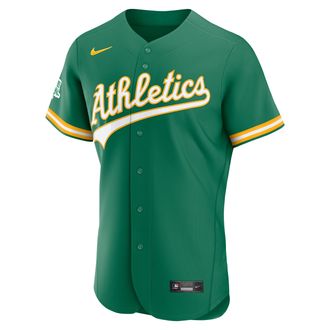 Nike Athletics Nike Mens MLB Authentic Jersey in Green | 89000DZZFZ-38L