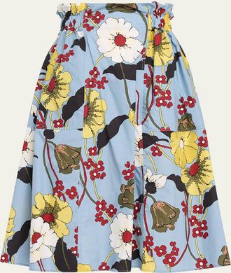 Marni Floral Cotton Flared Midi Pull-On Skirt