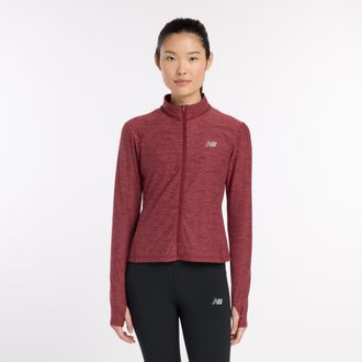 New Balance Trainingsjacke NEW BALANCE, Damen, Gr. L, transparent (monarch burg), Obermaterial: 84% Polyester, 16% Elasthan, Jacken Trainingsjacke