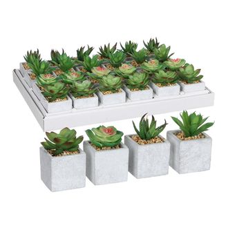 MiCa Decorations Mica Decorations - Suculenta Pvc 8x5cm Verde Maceta Pl&aacute;stica Gris Surtidos