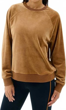 SPLITS59 Joy Velour Crewneck Top In Honey
