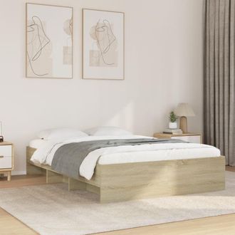 Berkfield Home Bed Frame without Mattress Sonoma Oak 120x200 cm Engineered Wood in Brown | Size: Small Double