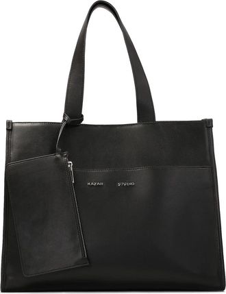Kazar Grote zwarte tote tas met etui - Dames - Shoppers - Zwart - ONE Size - Leer - Tassen
