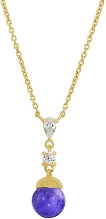 Savvy Cie Jewels Silver Cz Drop Necklace