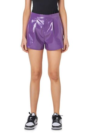 Grey Lab Shiny Faux Leather Shorts in Purple at Nordstrom, Size Medium