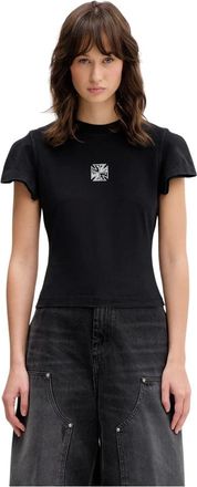 VETEMENTS Tops, Dames, Zwart, XS, Katoen, Biker Cross T-shirt