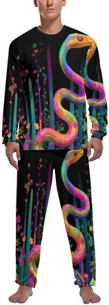 Generic Snake Reptile-Animals Mens Pyjama Set Soft Long Sleeve Sleepwear Lounge Set Pjs