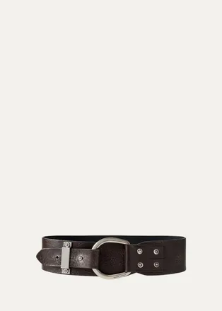 Ralph Lauren Collection Turn-Back Washed Leather Wide Belt