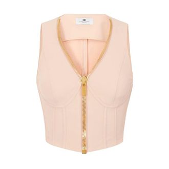 Elisabetta Franchi Mouwloze Top van Technische Stof - Dames - Tops - Roze - Maat: XS