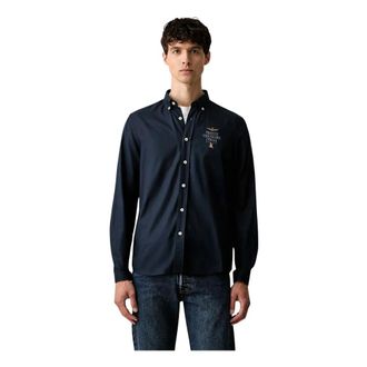 Aeronautica Overhemden, Heren, Blauw, 2Xl, Katoen, Shirts > Shirts