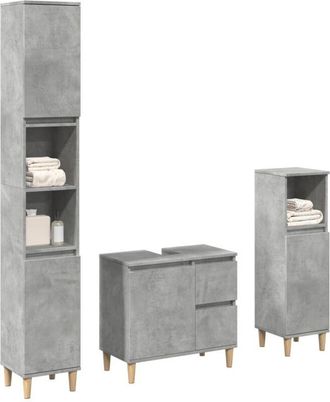 vidaXL Vidaxl - Set Muebles De Ba&ntilde;o 2 Piezas Madera Contrachapada Gris Hormig&oacute;n