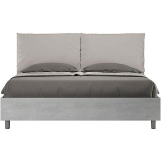 ITYhome Ityhome - Letto Matrimoniale con cuscini in Similpelle - egos antea - Colore: Cemento/Tortora - Dimensione Rete: 160x190 - Tipologia Letto: Senza Rete