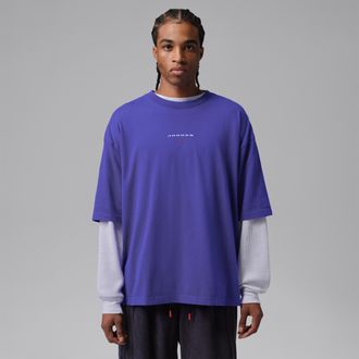 Nike Jordan Mens Jordan Flight Essentials Oversized Patch T-Shirt in Blue | IO0034-432