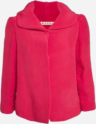 Marni Pink Crinkle Silk Blend Hooded Jacket