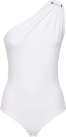 Michael Kors Matte Jersey Bodysuit met &Eacute;&eacute;n Schouder - Dames - Bodies - Wit - XL - Tops