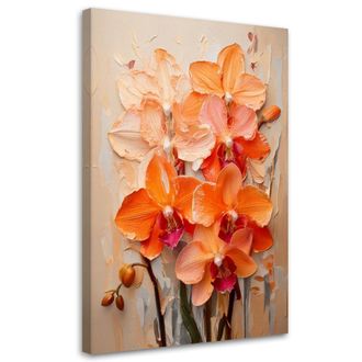 Artgeist Artgeist - Quadro Su Tela, Orchidee Arancione Impasto Fiori Sfondo Color Pastello - 70x100