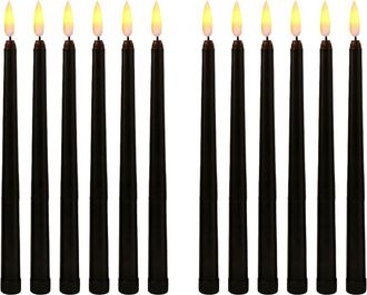 OEM 12 Velas Led Negras De Cumplea&ntilde;os, Velas Led Amarillas Sin Llama A Pilas Para El D&iacute;a De Todos Los Santos