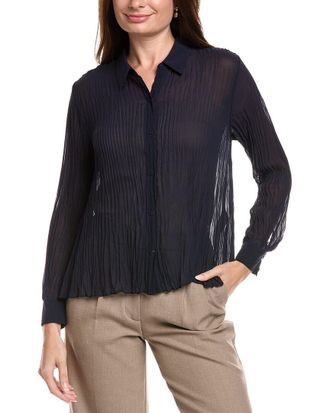 Eileen Fisher Eileen Fisher Petite Crinkled Georgette Silk Shirt
