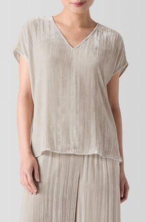 Eileen Fisher Crushed Velvet Top in Almond at Nordstrom Rack, Size Xx-Small