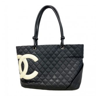 Chanel Black White Leather Tote Bag (Pre-Owned)