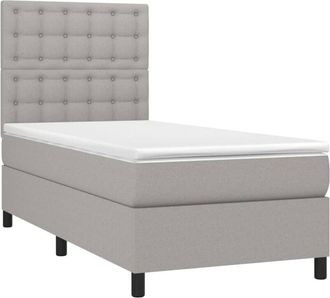 vidaXL Cama Box Spring Colch&oacute;n Y Luces Led Tela Gris Claro 80x200 Cm Vidaxl