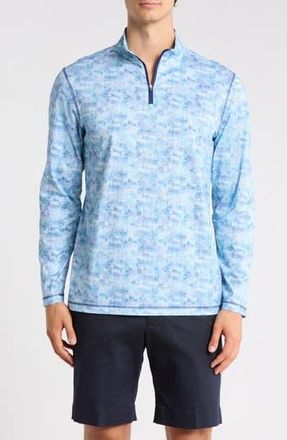 Bugatchi Quarter Zip Performance Pullover in Azure at Nordstrom Rack, Size Xxx-Large