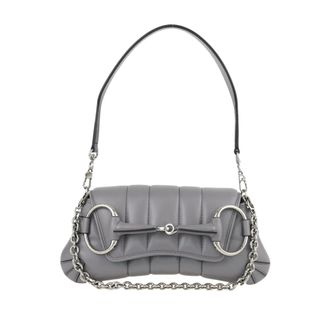 Gucci Grey Padded Leather Horsebit Shoulder Bag