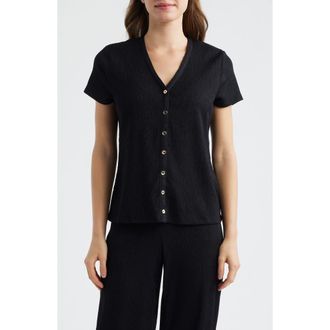 Anne Klein Crepe Button-Up Shirt in Anne Black at Nordstrom, Size X-Large P
