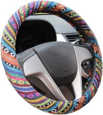 OEM Funda De Lino Para Volante, Estilo &Eacute;tnico, Ajuste Universal, Para Volantes De 37 A 39 Cm