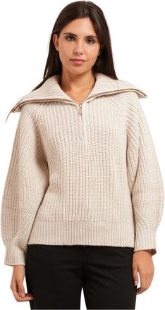 A|X Armani Exchange Half-zip Pullover - Dames - Ronde hals truien - Beige - M - Wol - Truien & Vesten