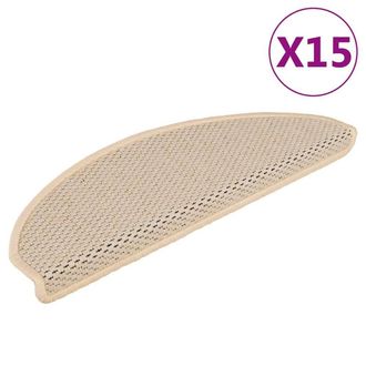 Berkfield Home Stair Mats Self-adhesive Sisal-Look 15 pcs 65x21x4 cm Berber in Cream | Size: Medium