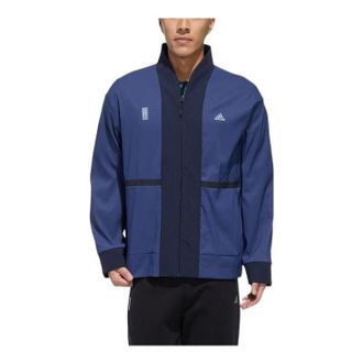 adidas Mens adidas SS22 Solid Color Logo Printing Sports Blue Jacket FM9362