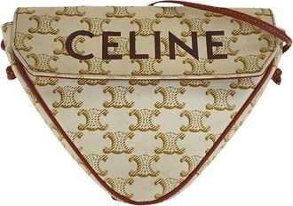 Celine Celine Beige Coated/Waterproof Canvas Triomphe Triangle Shoulder Bag (Authentic Pre-Loved)