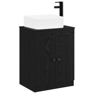vidaXL Juego De Muebles De Ba&ntilde;o Roble Negro Madera De Ingenier&iacute;a Vidaxl
