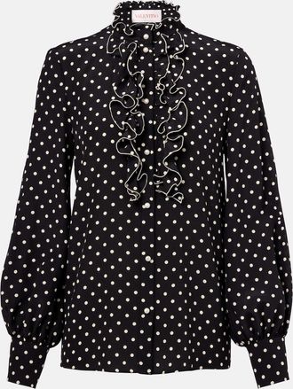 Valentino Blusa in seta crêpe de chine a pois