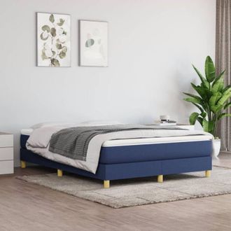 vidaXL Cama Box Spring Con Colch&oacute;n Tela Azul 140x200 Cm Vidaxl